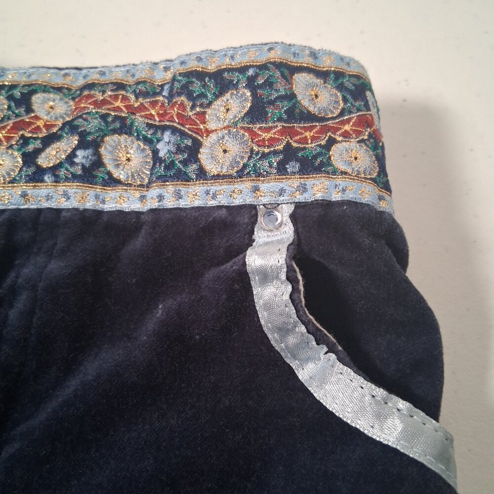 Vintage Y2K Mary Kate And Ashley Olson Velvet Pants Girls 6X Blue Floral Trim - Picture 9 of 11